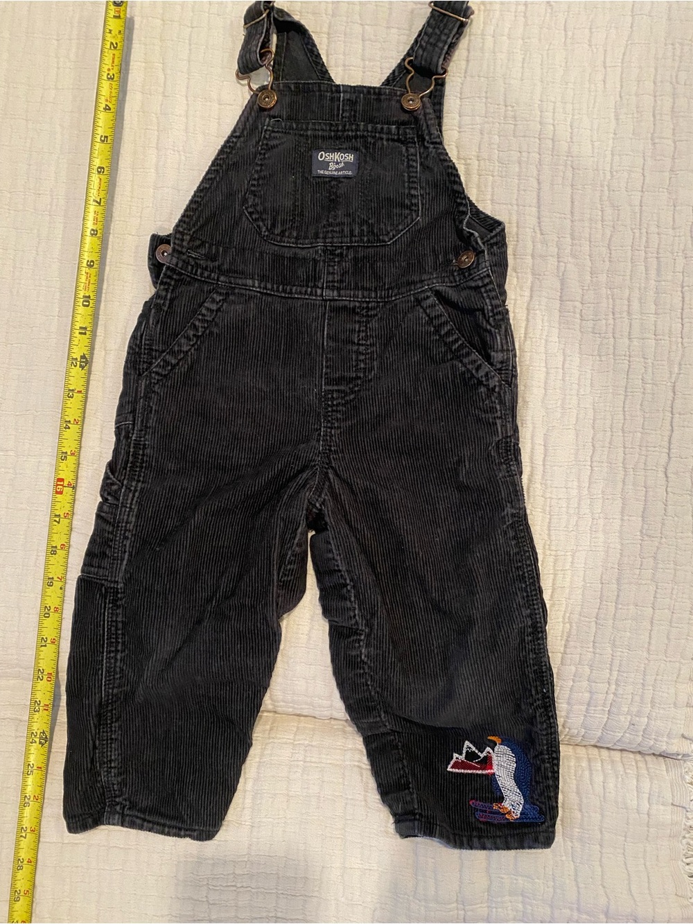 OshKosh B'gosh Black Corduroy Overalls size 24 months